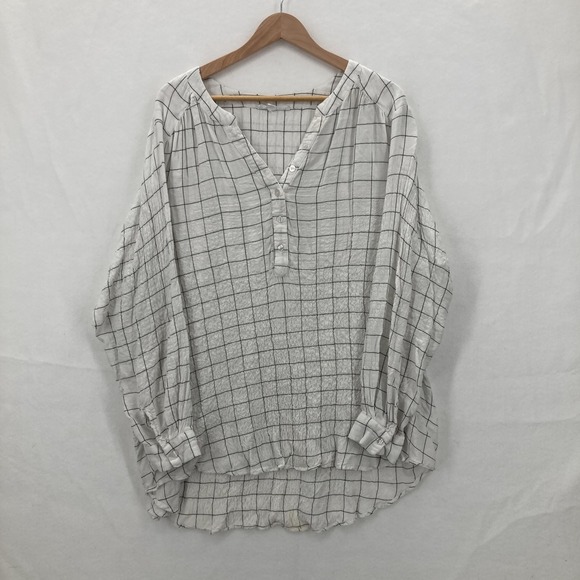 Jane and Delancey Tops - Jane + Delancey Shirt Womens 1X Windowpane Grid Long Sleeve Tunic Top Lagenlook